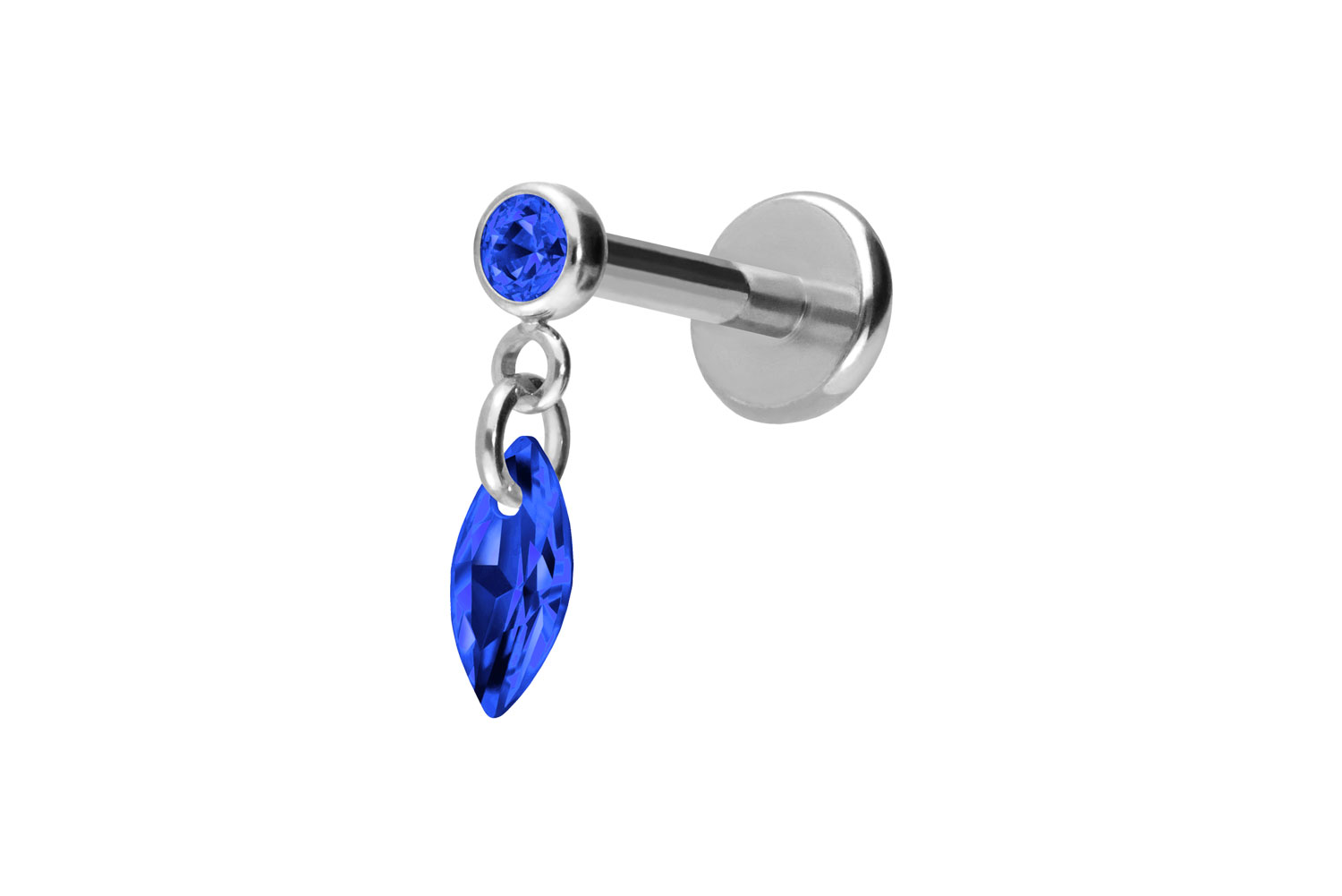 Titan Labret Piercing mit Push Fit KRISTALLOVAL